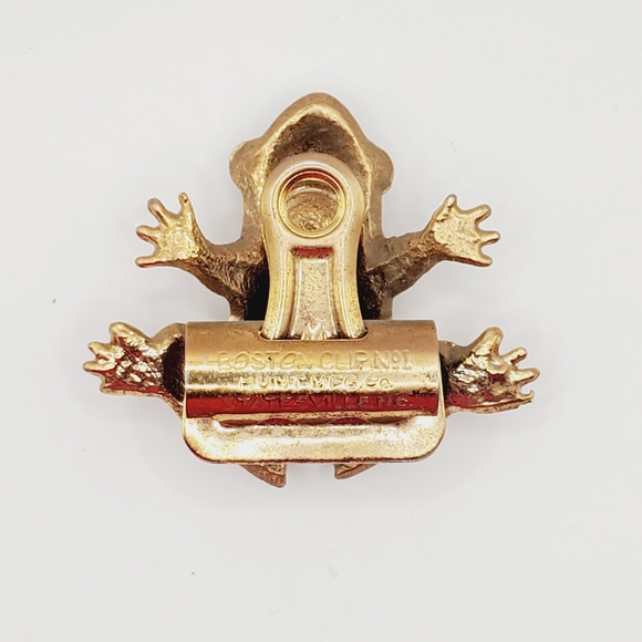 SUPER RARE!  VINTAGE FROG GREEN RINESTONES BOSTONCLIP HUNT MFG STATESVILLE - Picture 3 of 5